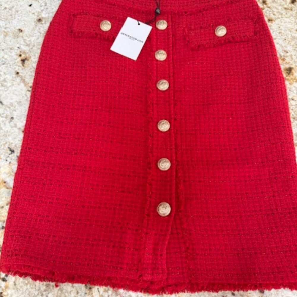 NWT Generation Love Red Tweed Pencil Skirt Size 6